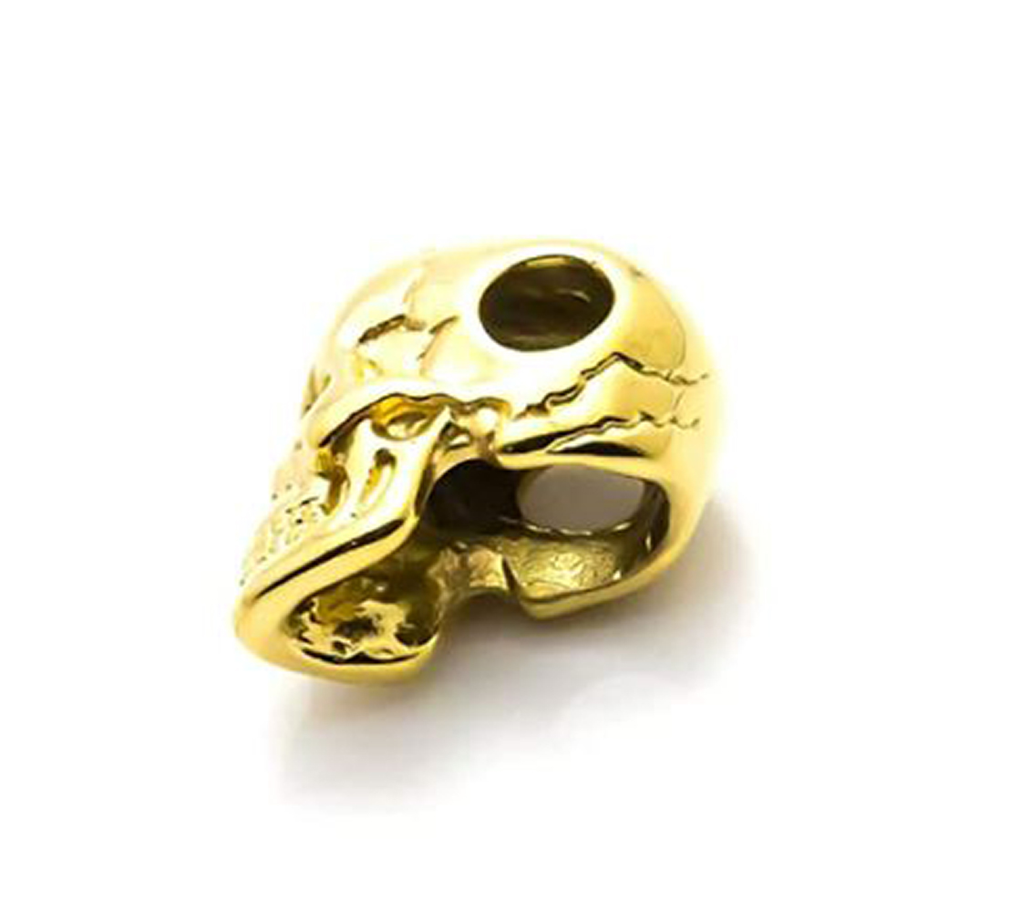 Collar Cadena Cráneo Calavera Skull Santa Muerte Death Acero Inoxidable color oro dorado