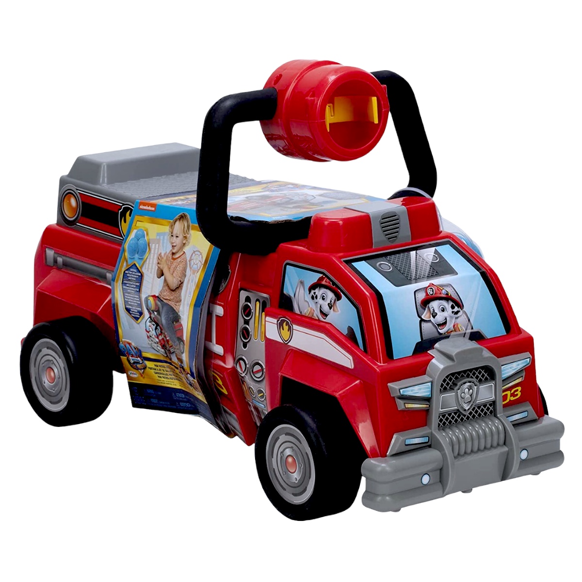 Carrito Montable Paw Patrol Marshall Bombero Con Lanza Bolas
