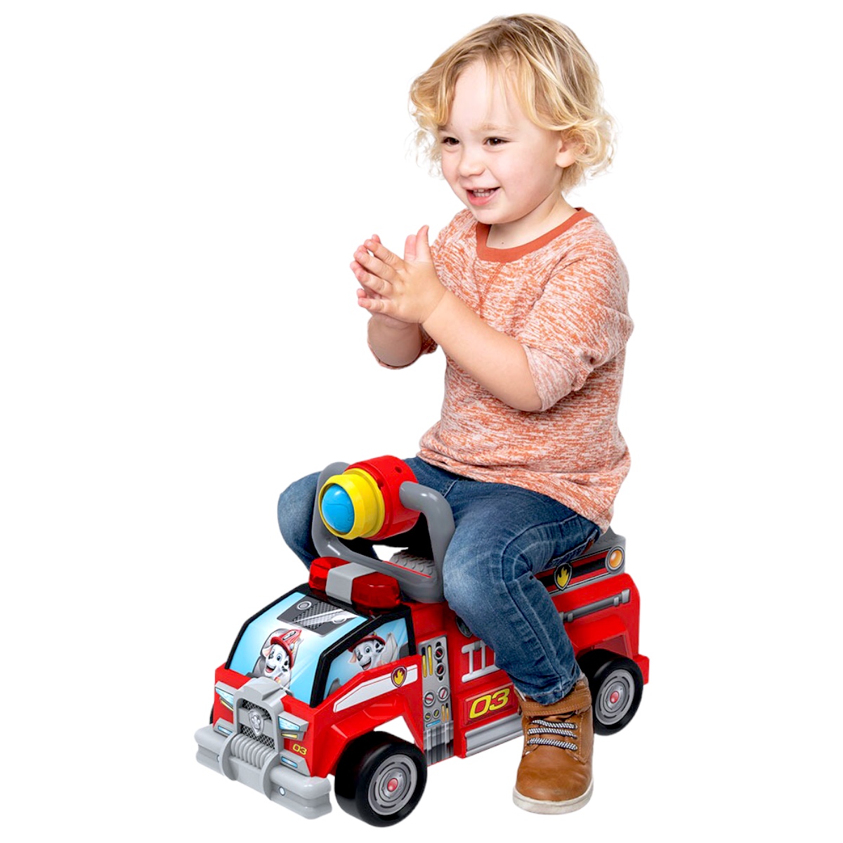 Carrito Montable Paw Patrol Marshall Bombero Con Lanza Bolas