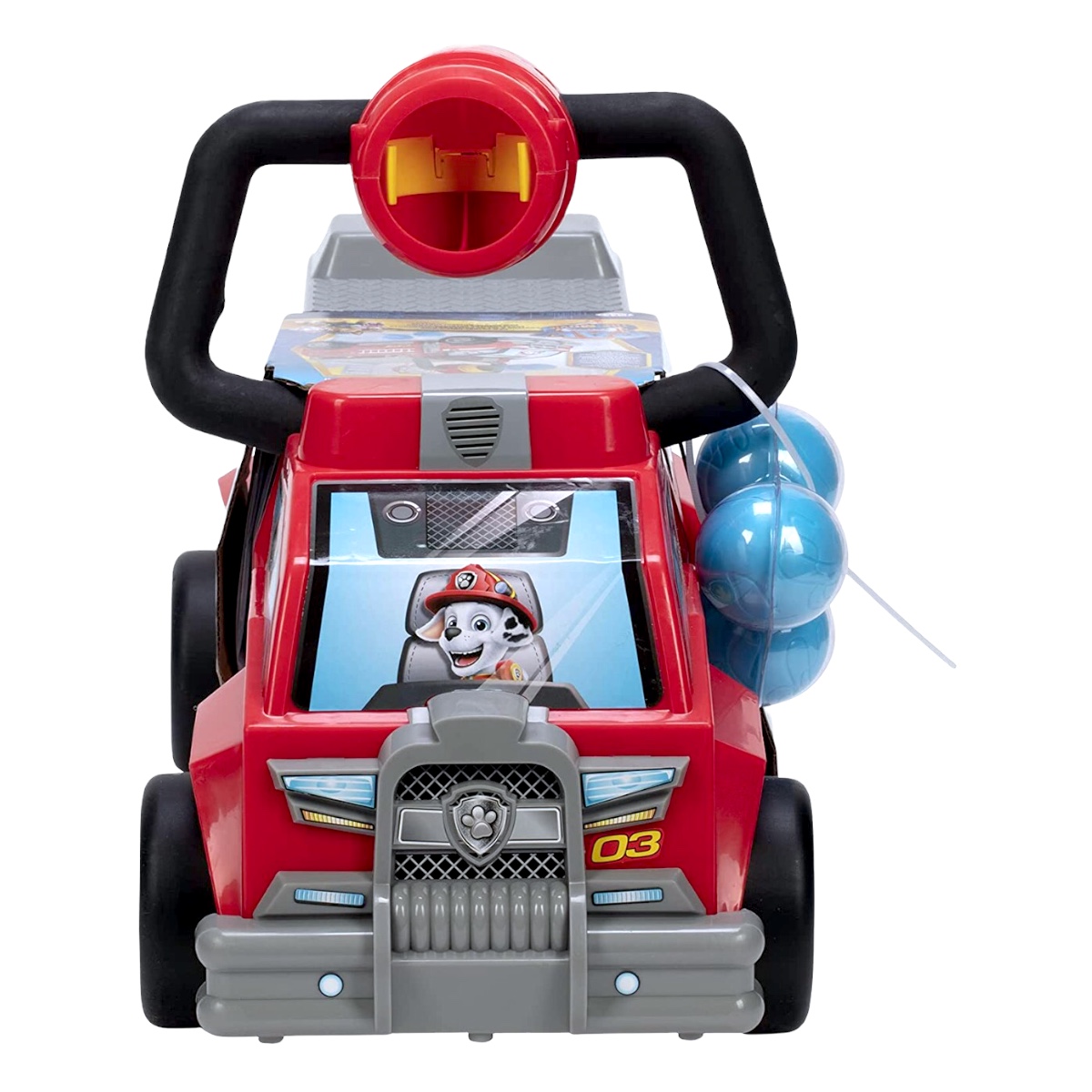 Carrito Montable Paw Patrol Marshall Bombero Con Lanza Bolas