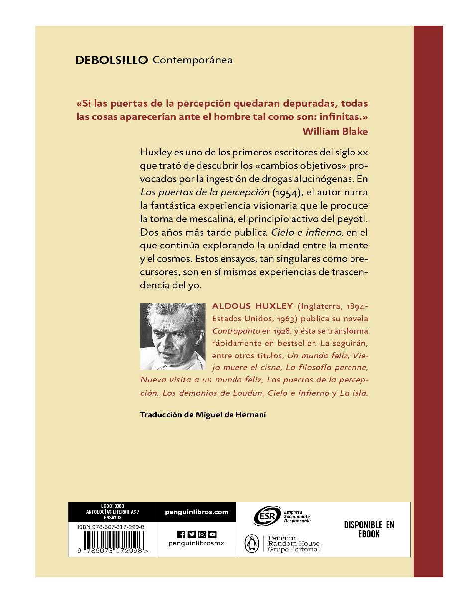 Las puertas de la percepción | Cielo e infierno AutorHuxley, Aldous