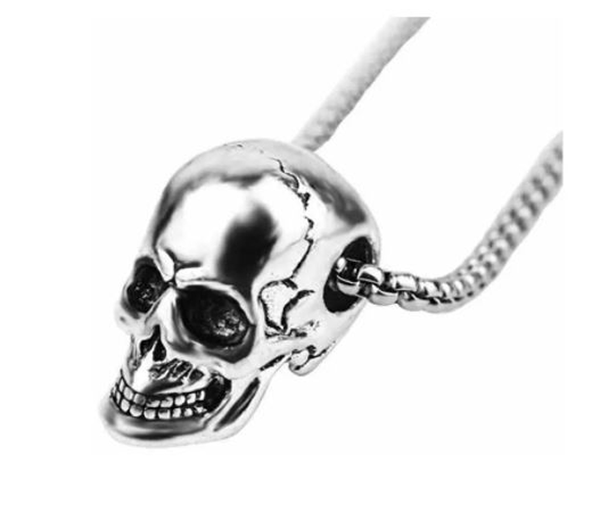 Collar Cadena Cráneo Calavera Skull Santa Muerte Death Acero Inoxidable color plateado silver