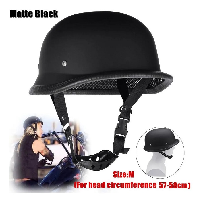 Casco Alemán Regulable De Medio Rostro Para Motocicleta