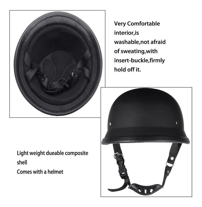 Casco Alemán Regulable De Medio Rostro Para Motocicleta