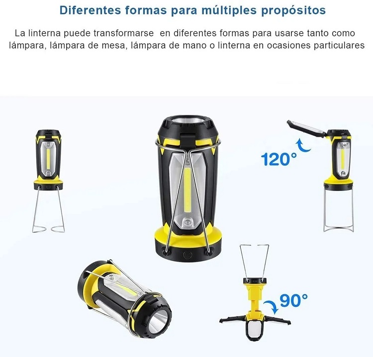 Luz De Camping De 300 Lm Lampara Para Acampar Recargable Usb