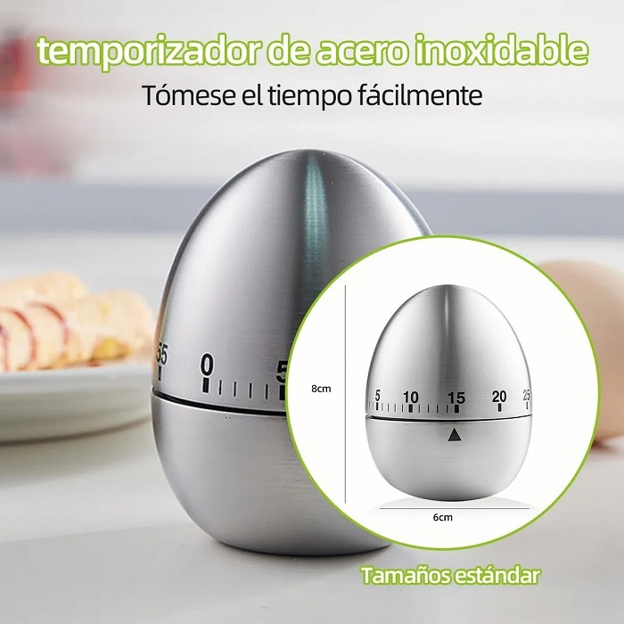 Temporizador Minutero  Huevo Acero Inoxidable