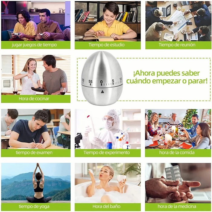Temporizador Minutero  Huevo Acero Inoxidable
