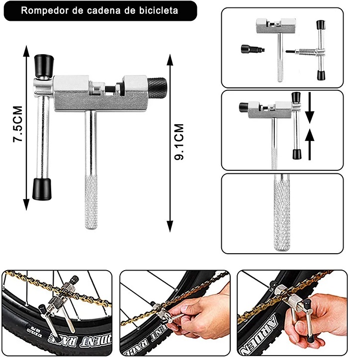 Kit Bicicleta De Herramienta 16 En 1 Extractor Pernos Cadena