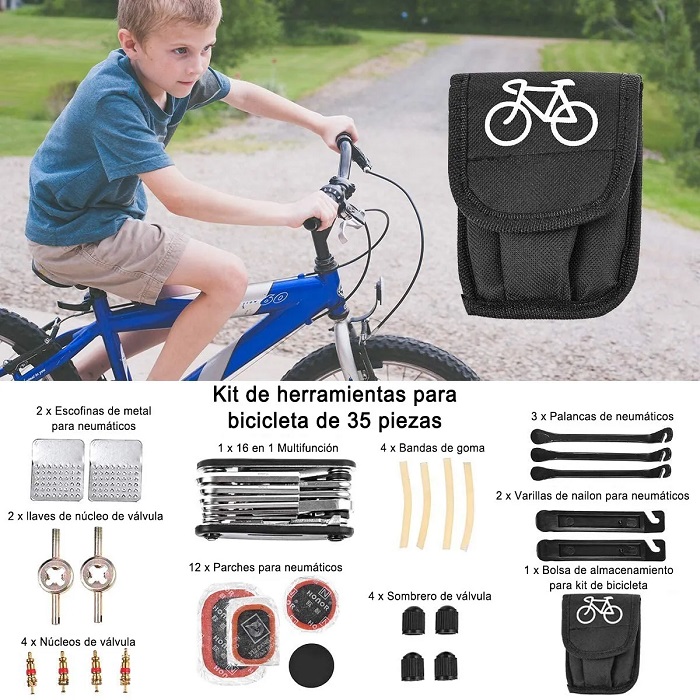 Multifuncional Kit 16 en 1 Herramienta De Reparación Bicicleta