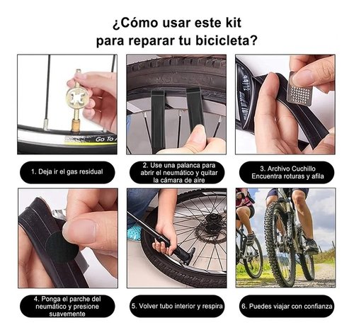 Kit Repara Pinchazos Bicicleta, Kit de Reparación de Neumáticos de  Bicicleta, con Caja de Accesorios, Parches Bicicleta Autoadhesivo, Kit  Pinchazos