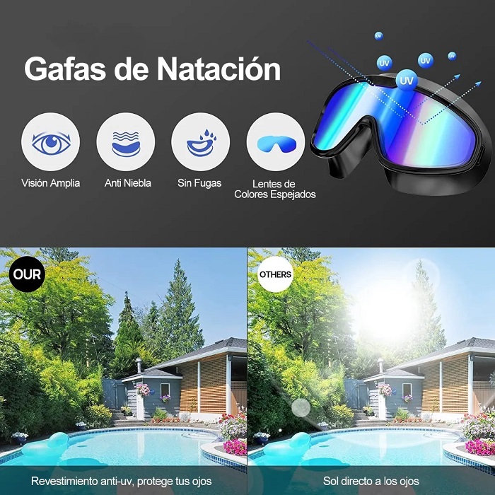 Gafas Natación Protección Uv Visión Amplia