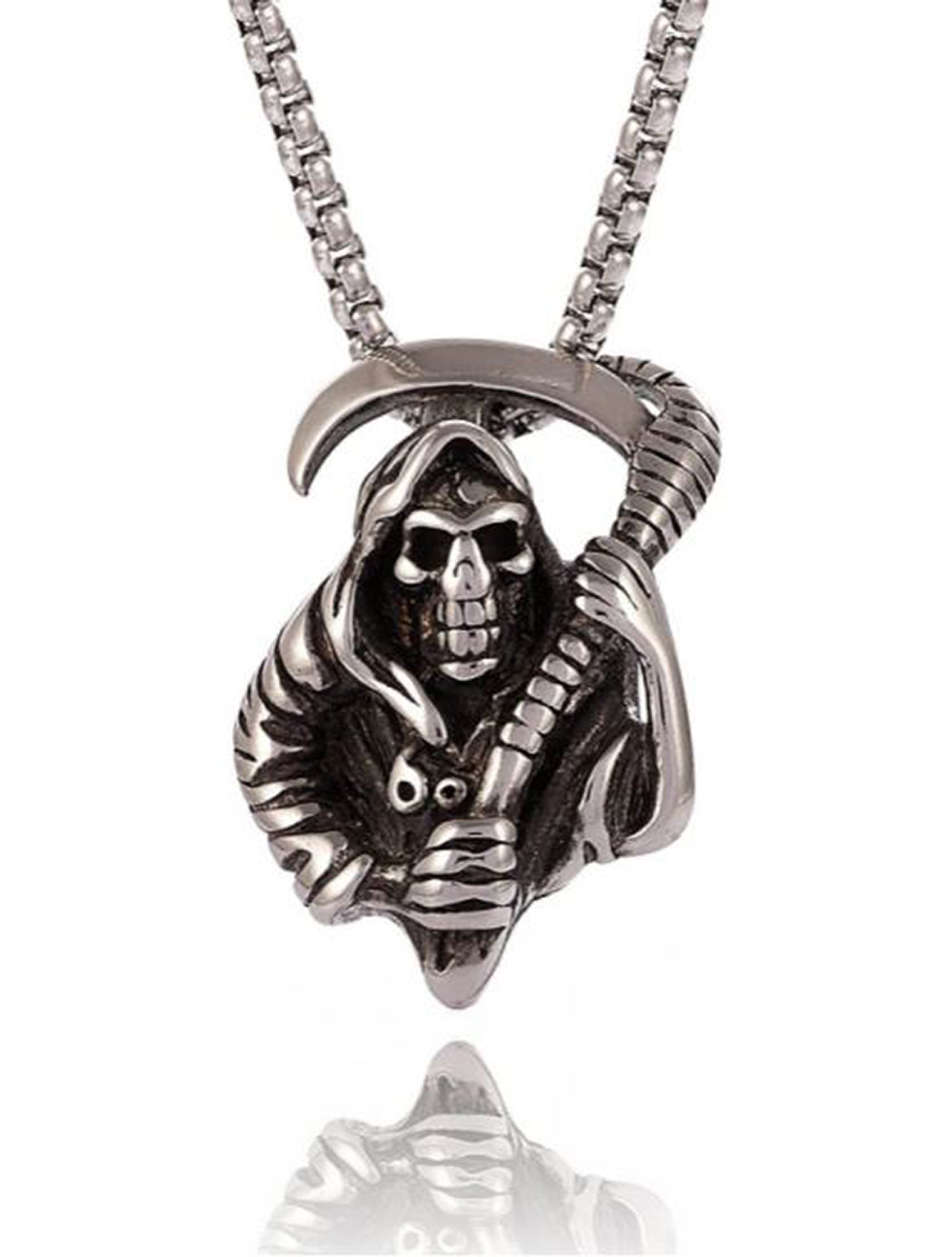Collar Cadena Cráneo Calavera Guadaña Santa Muerte Skull Death Acero Inoxidable 