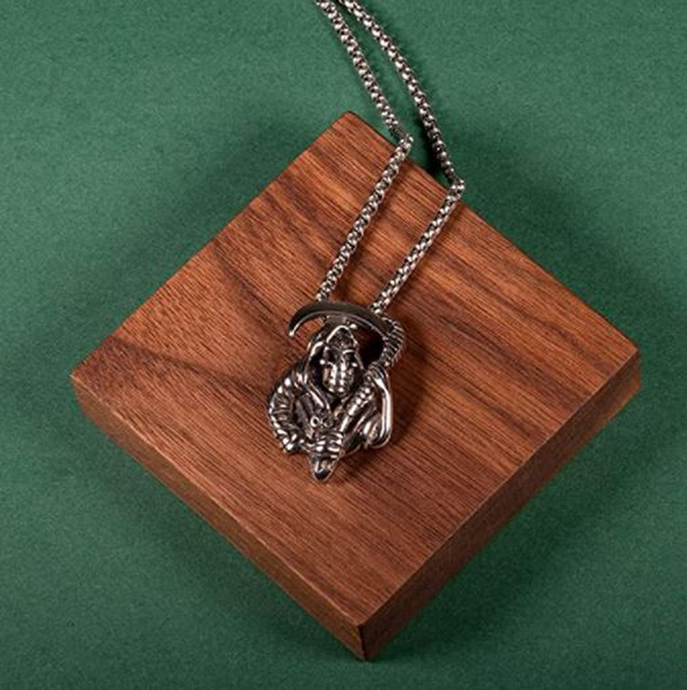 Collar Cadena Cráneo Calavera Guadaña Santa Muerte Skull Death Acero Inoxidable 