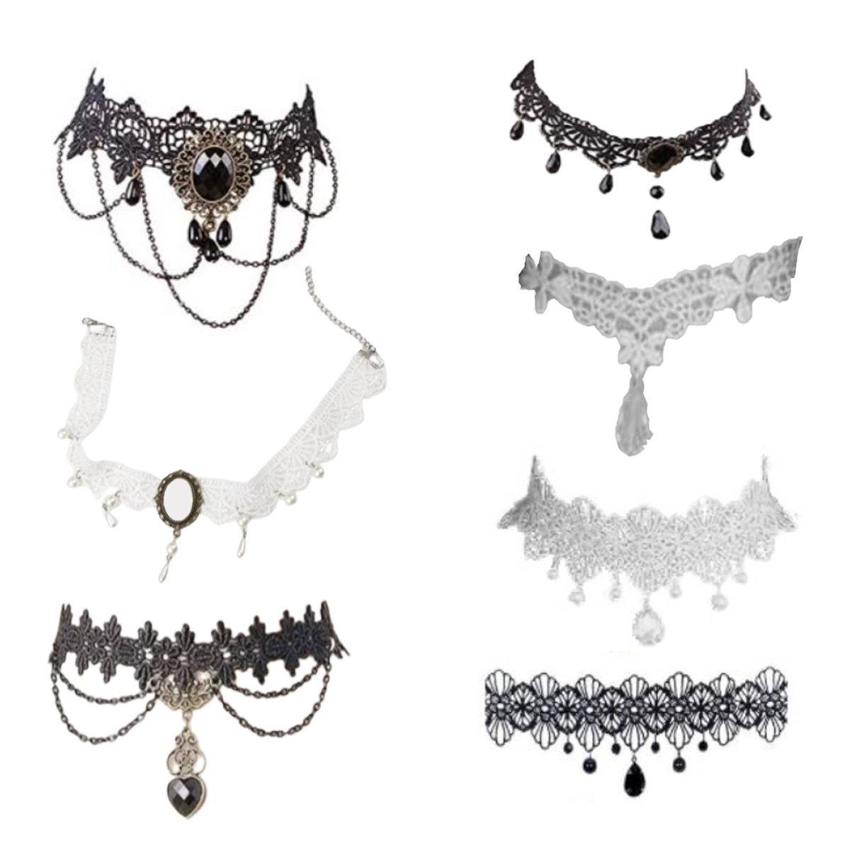  Set 7 Gargantillas Collar Estilo gótico encaje, gargantilla choker