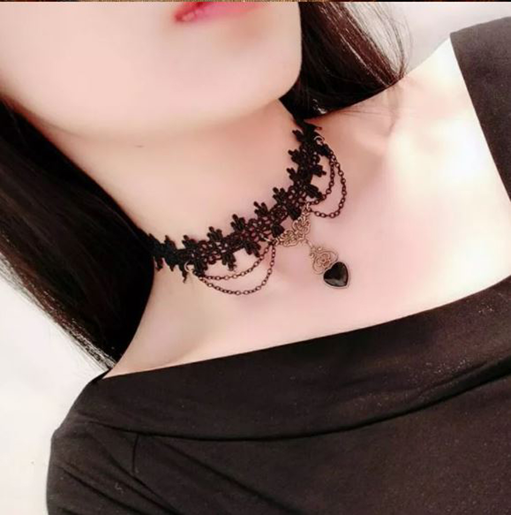  Set 7 Gargantillas Collar Estilo gótico encaje, gargantilla choker