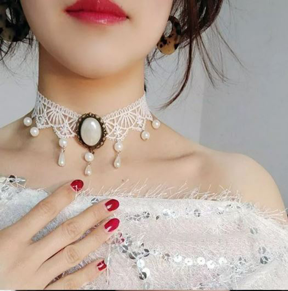  Set 7 Gargantillas Collar Estilo gótico encaje, gargantilla choker