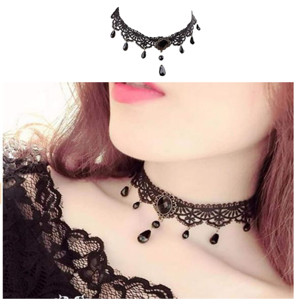  Set 7 Gargantillas Collar Estilo gótico encaje, gargantilla choker