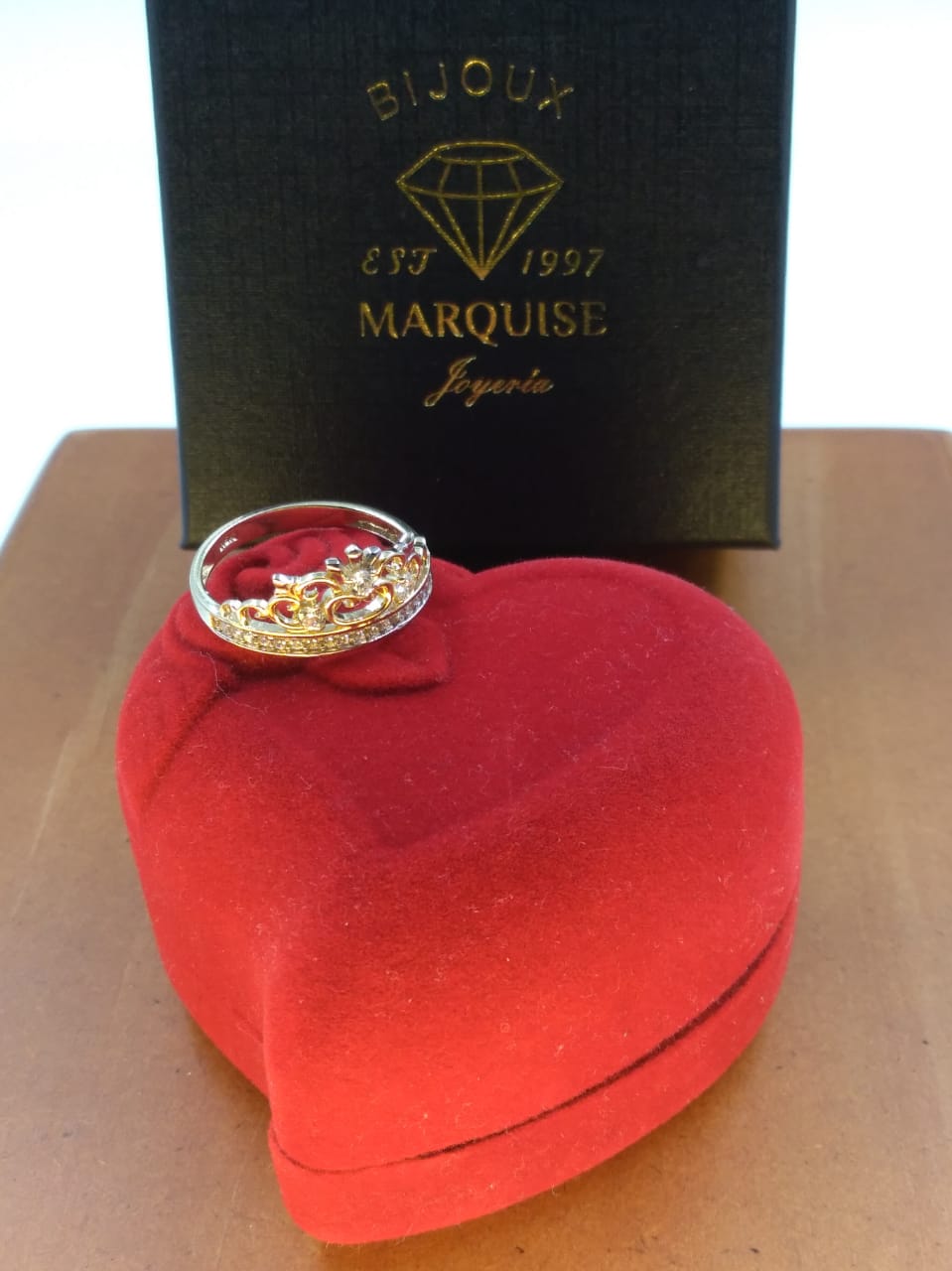 Anillo Corona Brillante Zirconia Oro 10k BIJOUX MARQUISE