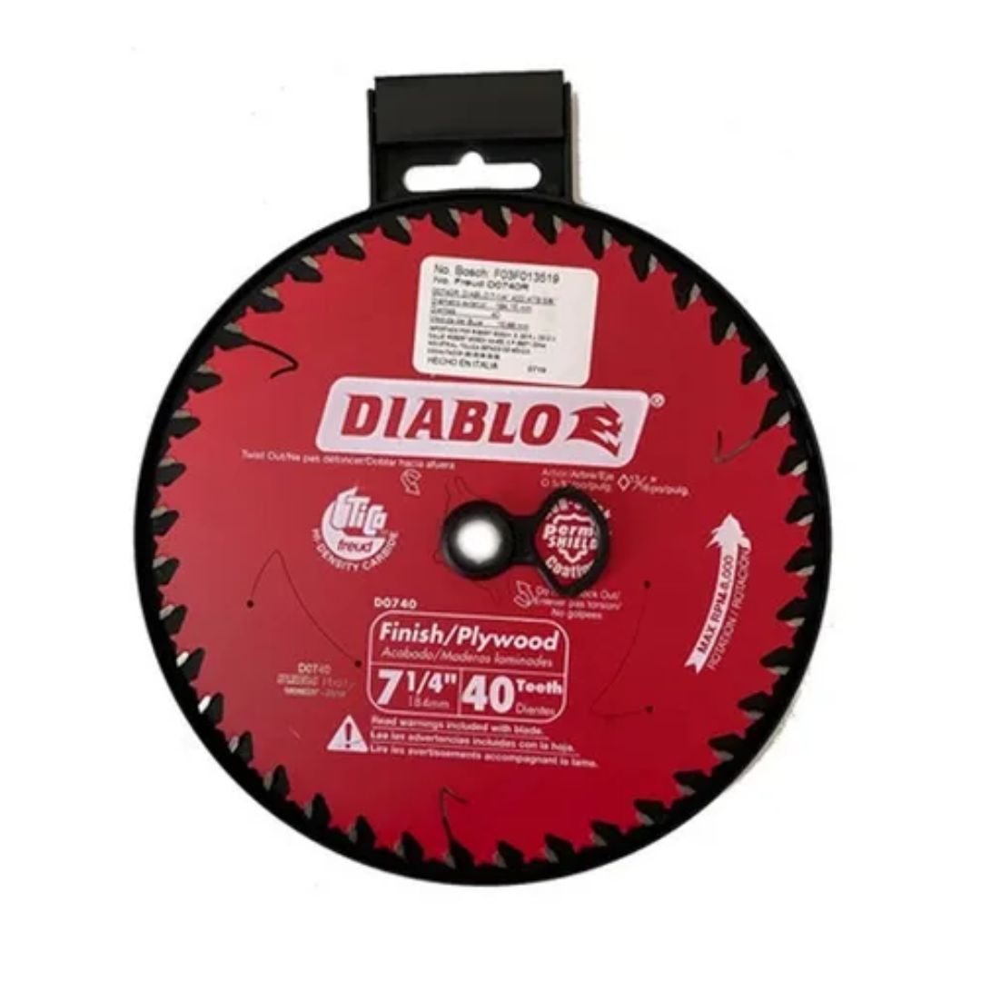 Disco Diablo 7-1/4" 40 Dientes Para Madera Uso General D0740R