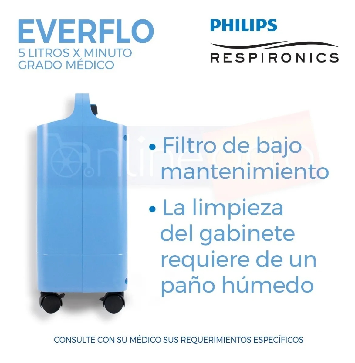 CONCENTRADOR DE OXÍGENO 5LTS PHILIPS RESPIRONICS + OXIMETRO