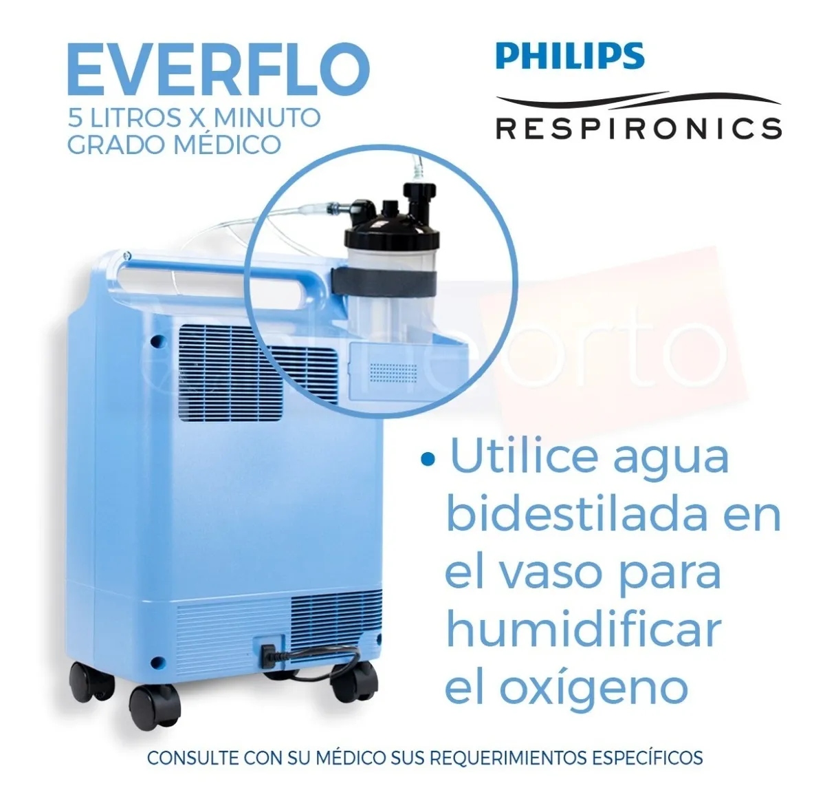 CONCENTRADOR DE OXÍGENO 5LTS PHILIPS RESPIRONICS + OXIMETRO