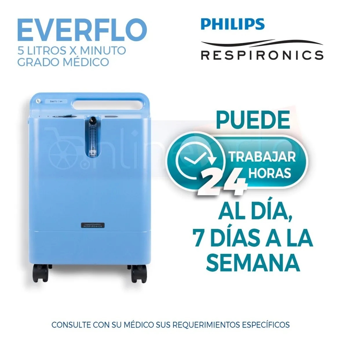 CONCENTRADOR DE OXÍGENO 5LTS PHILIPS RESPIRONICS + OXIMETRO