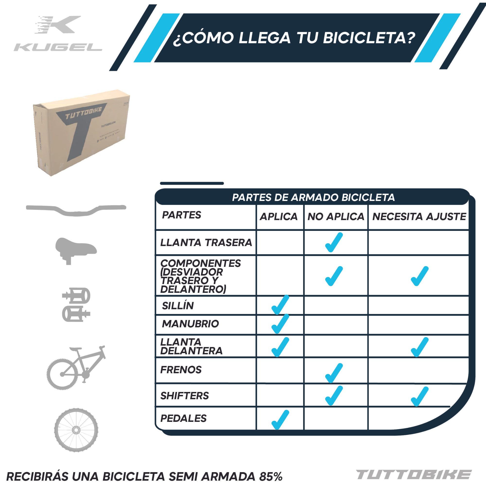 Bicicleta Montaña Rodada 26 21 Velocidades Kugel Everest Blanca