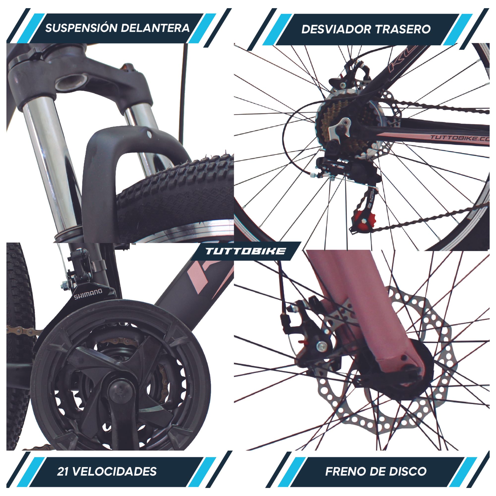 Bicicleta Montaña Rodada 26 21 Velocidades Kugel Everest Rosa