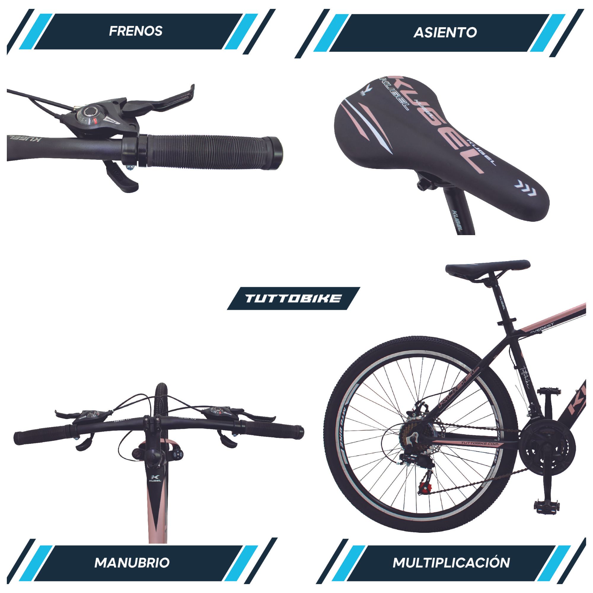 Bicicleta Montaña Rodada 26 21 Velocidades Kugel Everest Rosa