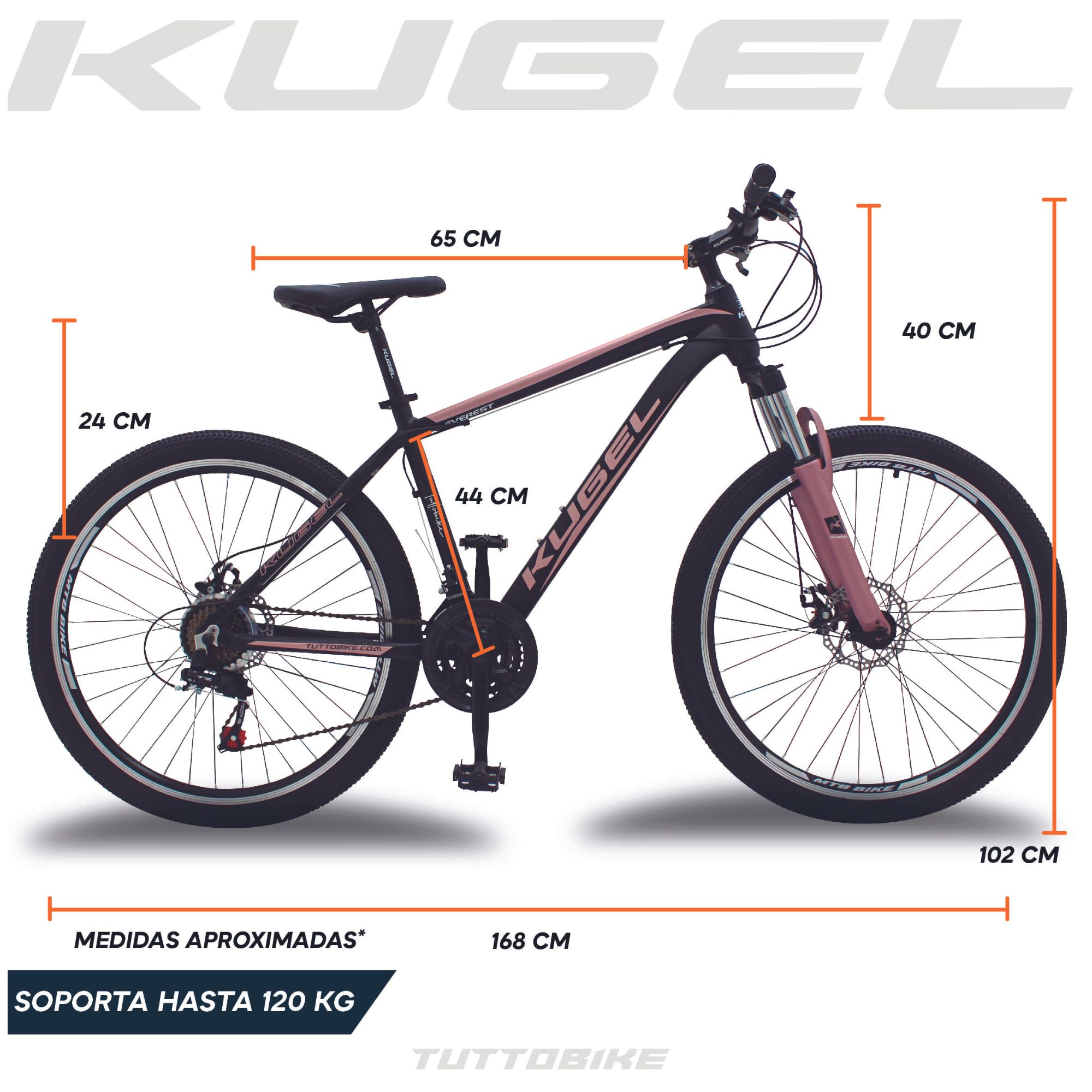 Bicicleta Montaña Rodada 26 21 Velocidades Kugel Everest Rosa