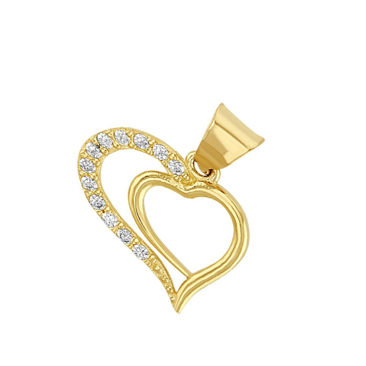 Dije Doble Corazón Elaborado En Oro De 10k + Regalo 