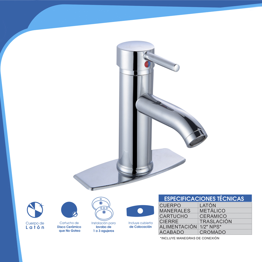 Llave Monomando para Lavabo Ecoaq-L210M.6 Grado Ecológico 