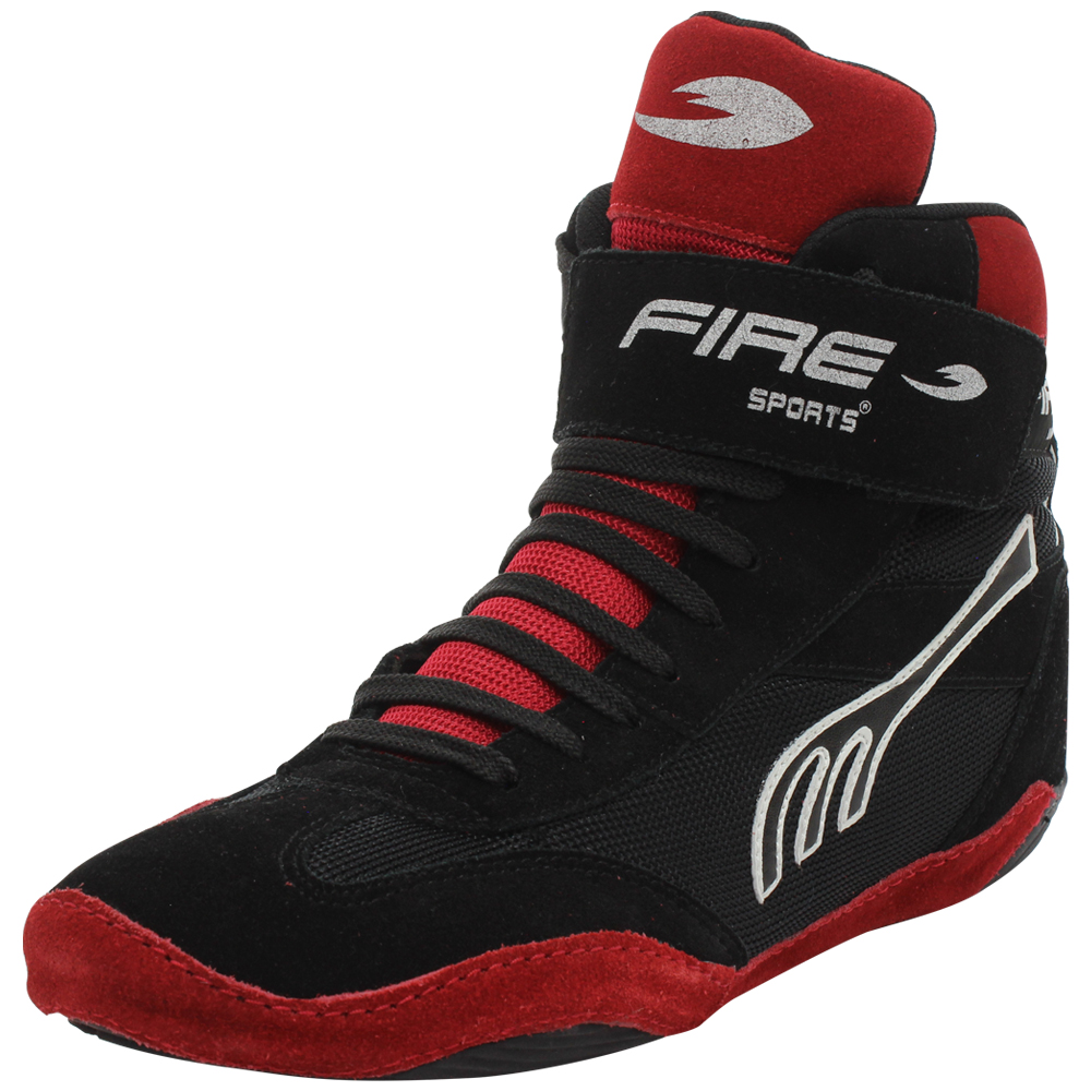Par de Zapatillas Bota Fire Sports Box Boxeo MMA Luchas Negro/Rojo