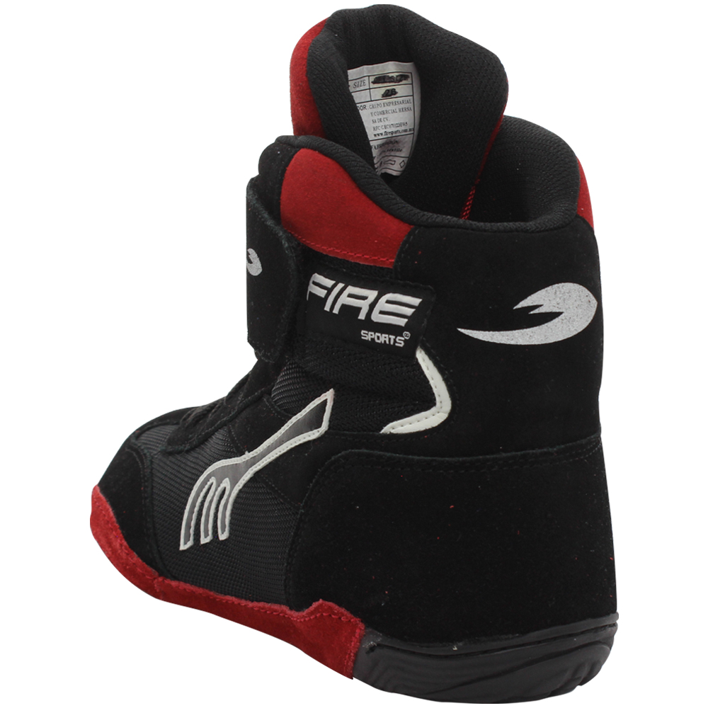 Par de Zapatillas Bota Fire Sports Box Boxeo MMA Luchas Negro/Rojo
