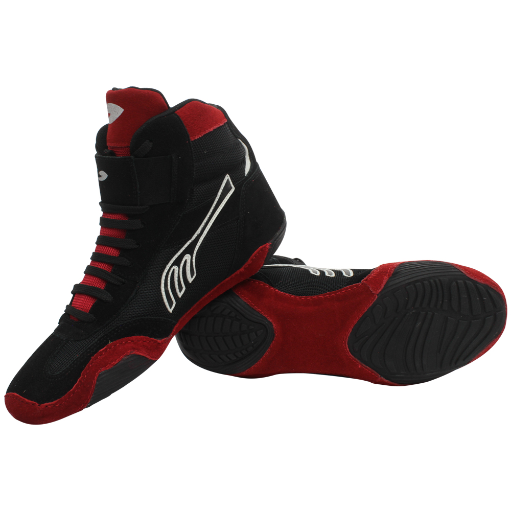 Par de Zapatillas Bota Fire Sports Box Boxeo MMA Luchas Negro/Rojo