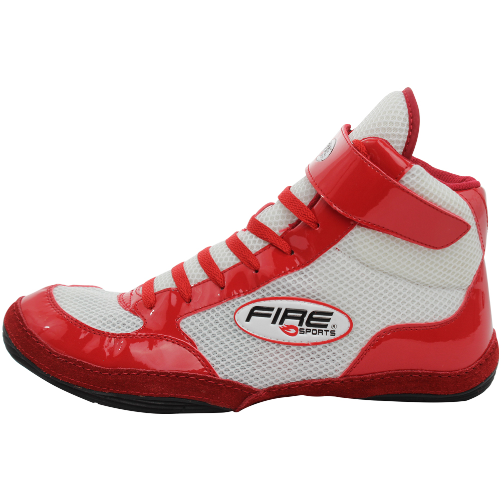 Par de Zapatillas Bota Fire Sports Box Boxeo MMA Luchas Blanco/Rojo