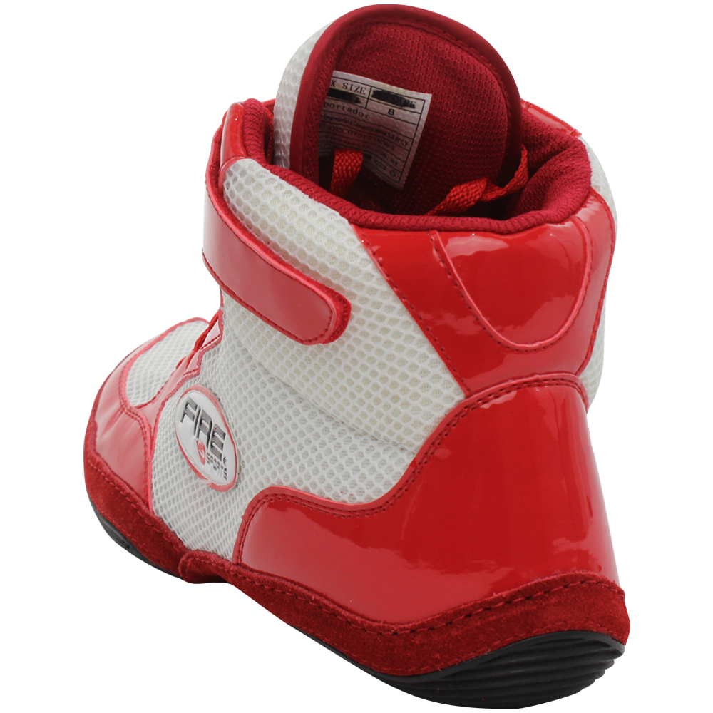 Par de Zapatillas Bota Fire Sports Box Boxeo MMA Luchas Blanco/Rojo