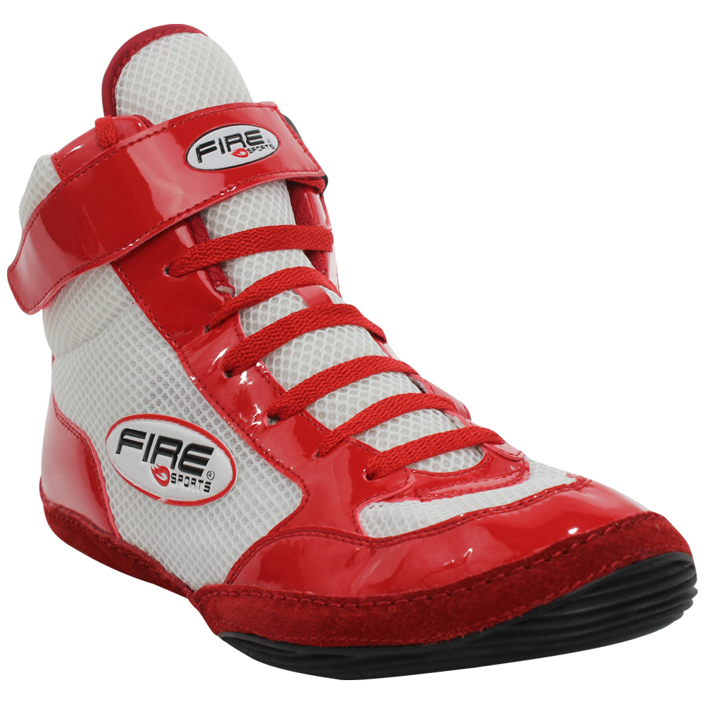 Par de Zapatillas Bota Fire Sports Box Boxeo MMA Luchas Blanco/Rojo
