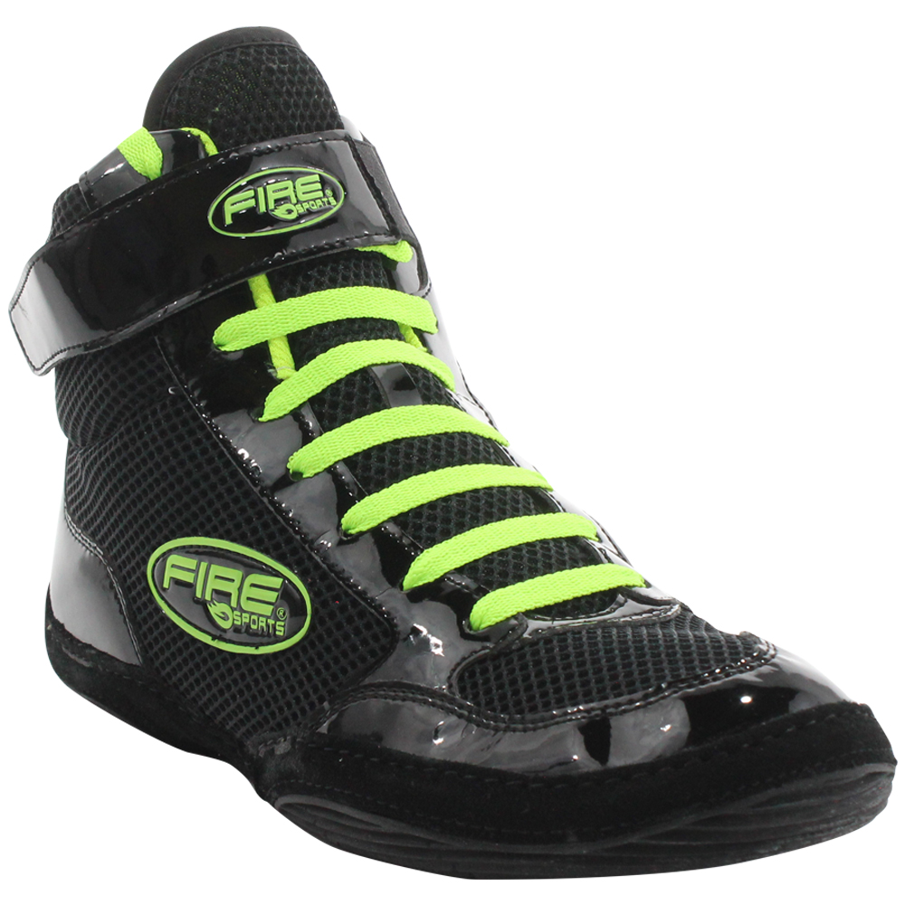 Par de Zapatillas Bota Fire Sports Box Boxeo MMA Luchas Negro/Verde