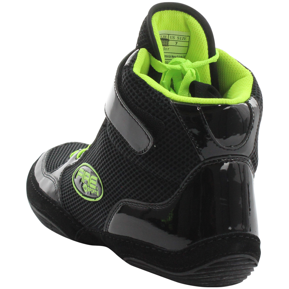 Par de Zapatillas Bota Fire Sports Box Boxeo MMA Luchas Negro/Verde