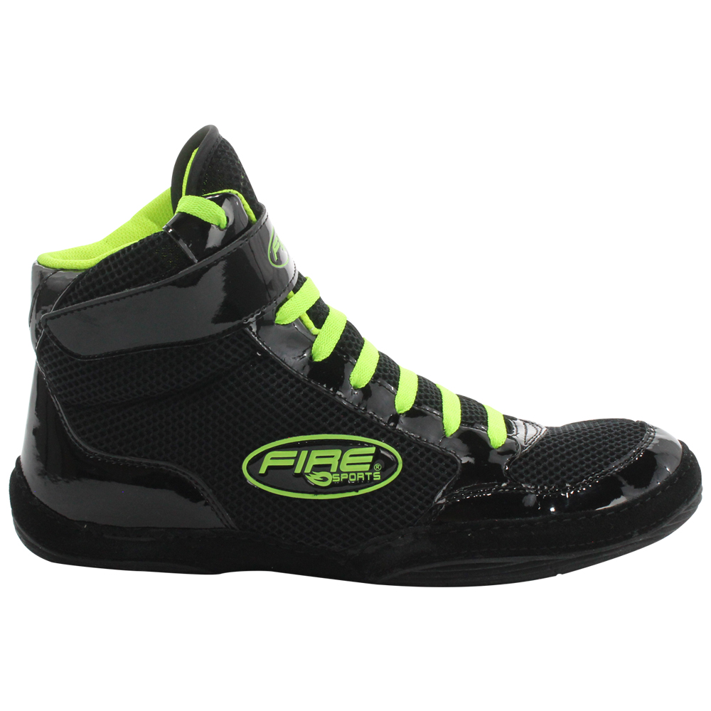 Par de Zapatillas Bota Fire Sports Box Boxeo MMA Luchas Negro/Verde