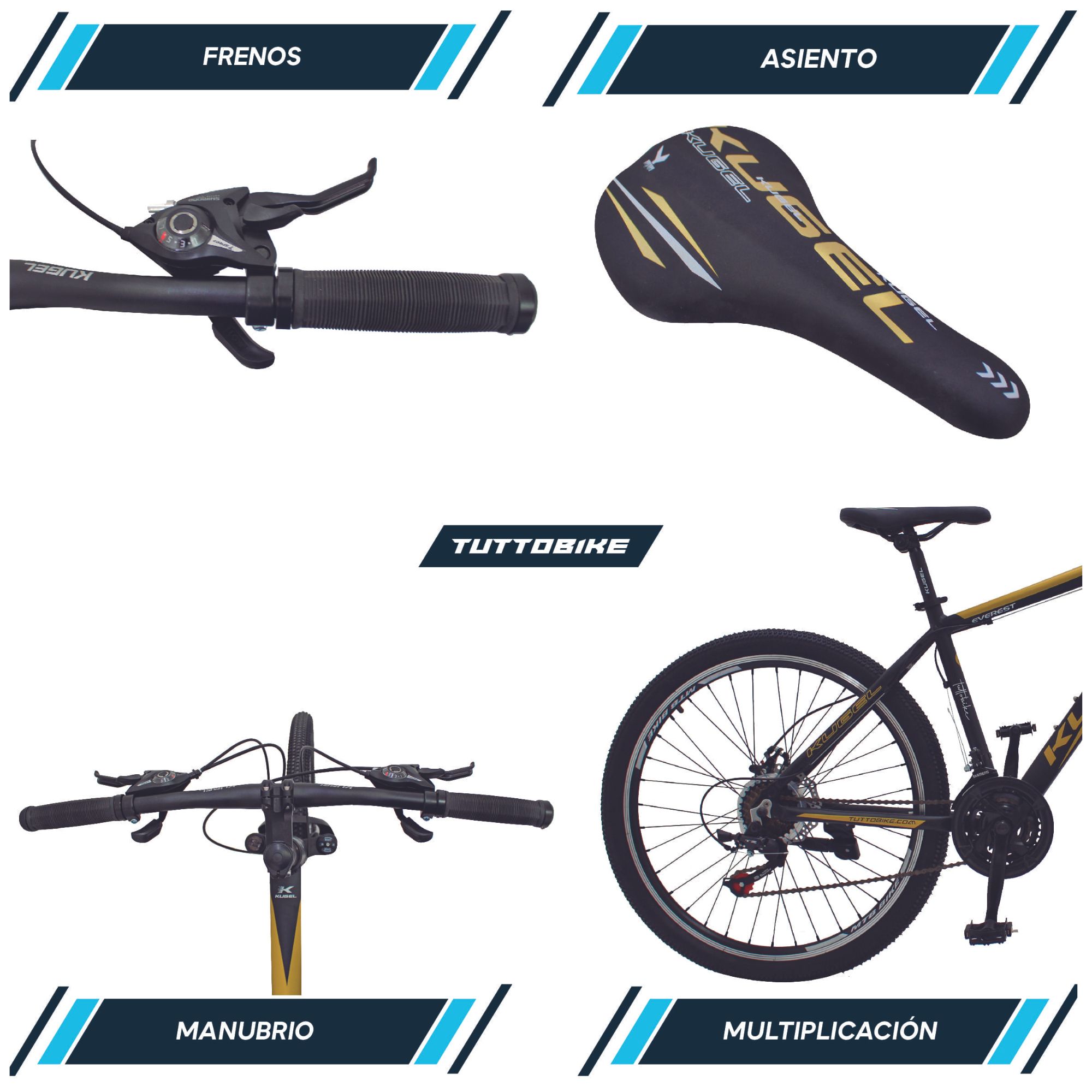 Bicicleta Montaña Rodada 26 21 Velocidades Kugel Everest Dorado