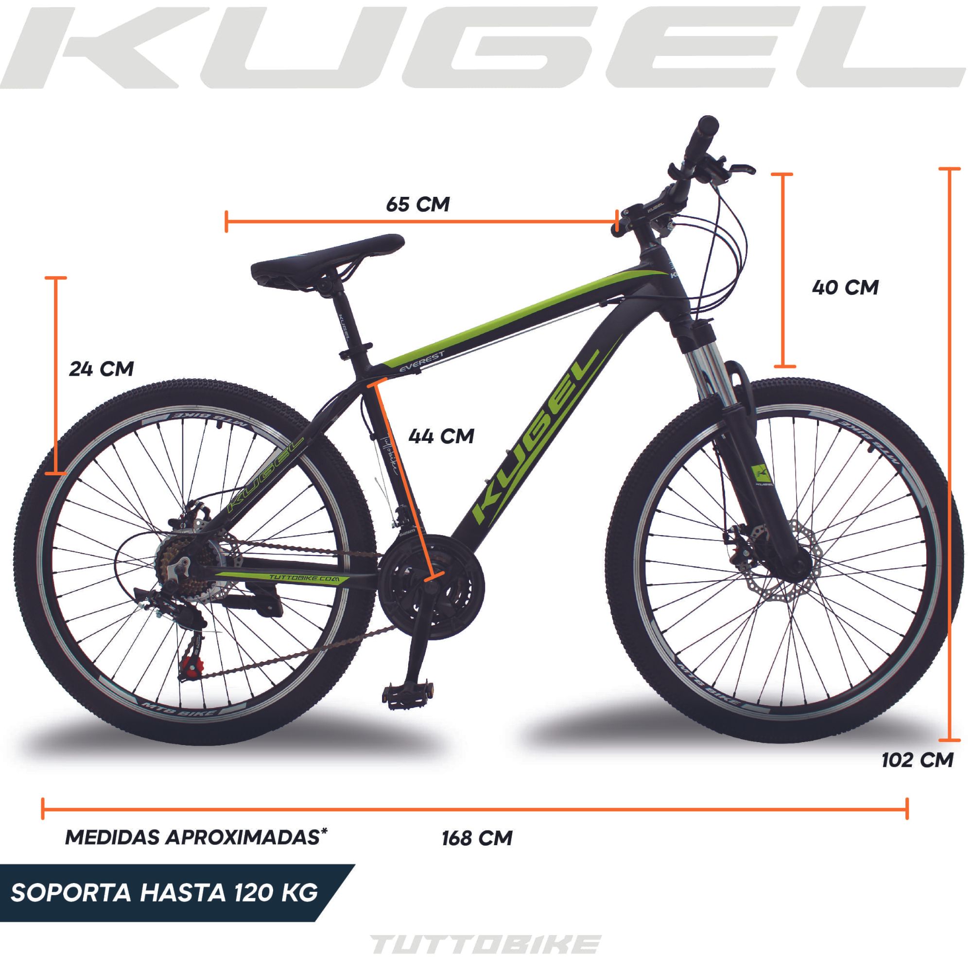 Bicicleta Montaña Rodada 26 21 Velocidades Kugel Everest Verde
