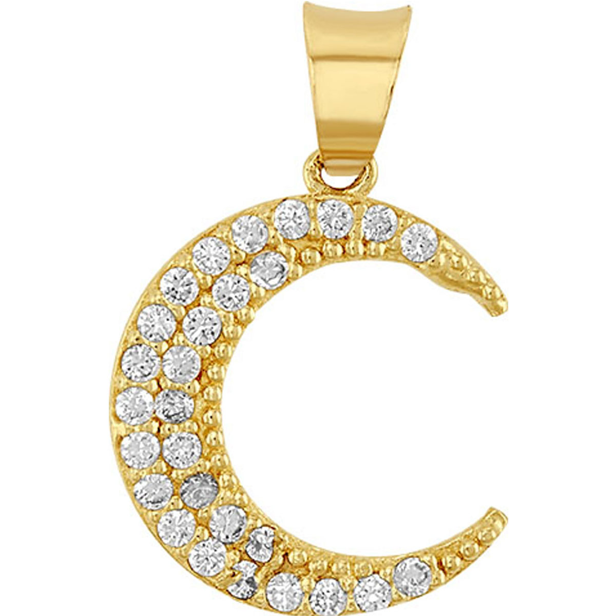 Dije Luna Con Zirconias Elaborado En Oro De 10k + Regalo