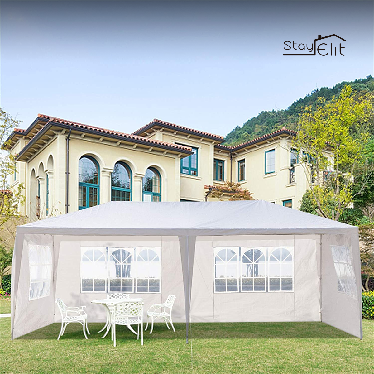 CARPA TOLDO CON PAREDES 6X3 COLOR BLANCO STAY ELITE