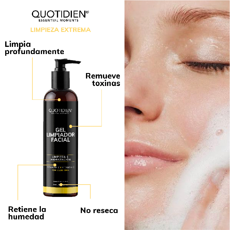 Kit Limpiador + Tónico + Serum Vitamina C + Suero Acido Hialuronico + Gel Contorno de Ojos Skin Care Facial Quotidien