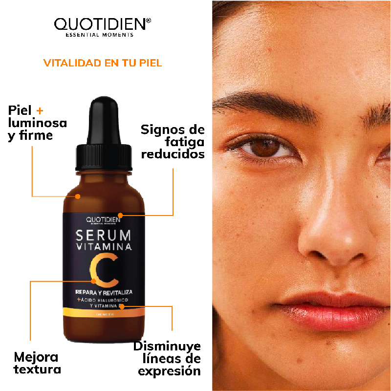 Kit Limpiador + Tónico + Serum Vitamina C + Suero Acido Hialuronico + Gel Contorno de Ojos Skin Care Facial Quotidien