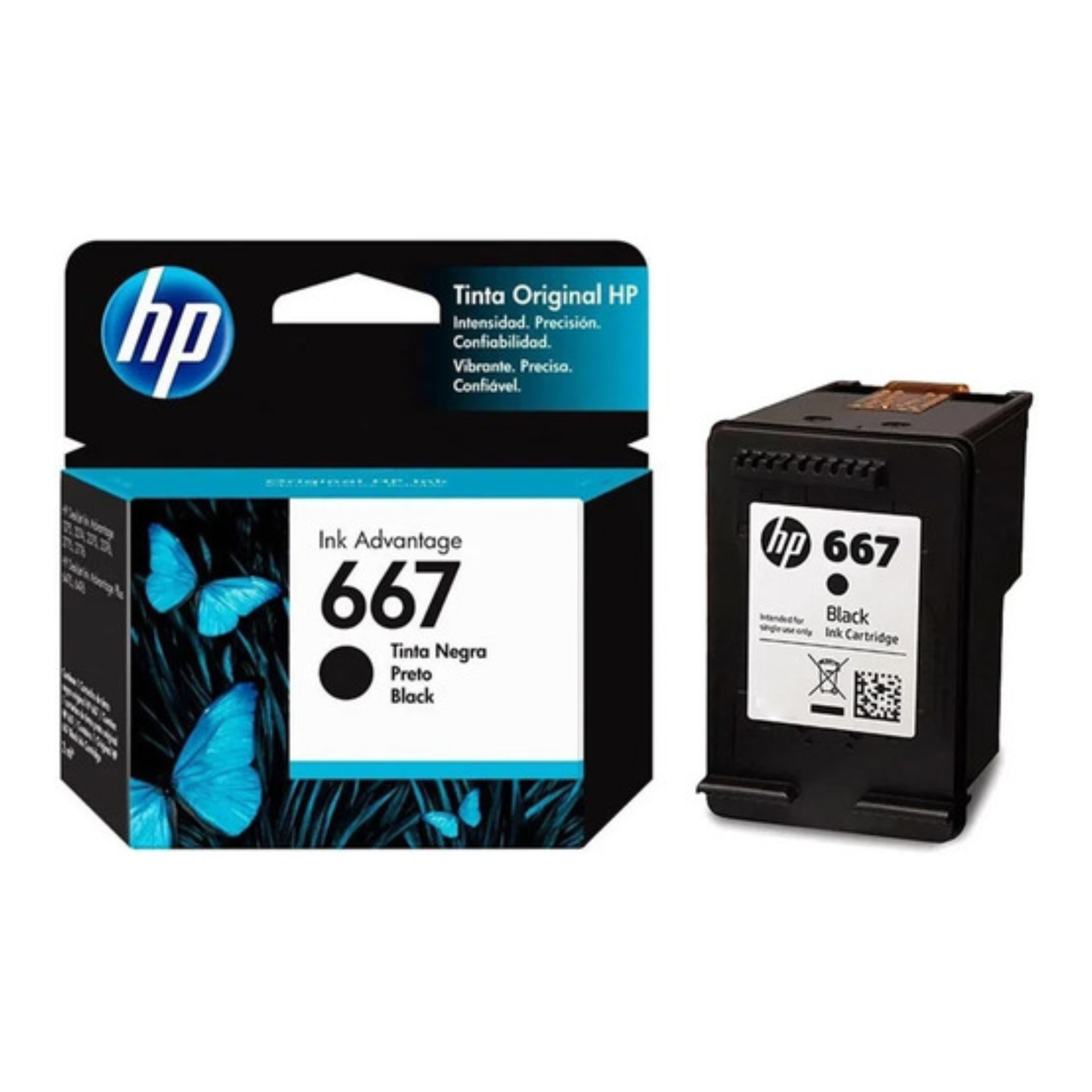 Cartucho de Tinta Hp 667 Negra Original (3Ym79Al)