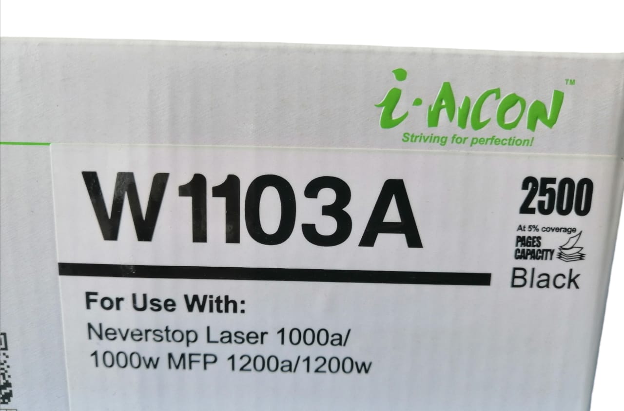 Cartucho tóner W1103 A (103 A) compatible genérico nuevo para uso en HP Never Stop 1000 a, 1000 w, 1200 a, 1200 w. w 1103 a.