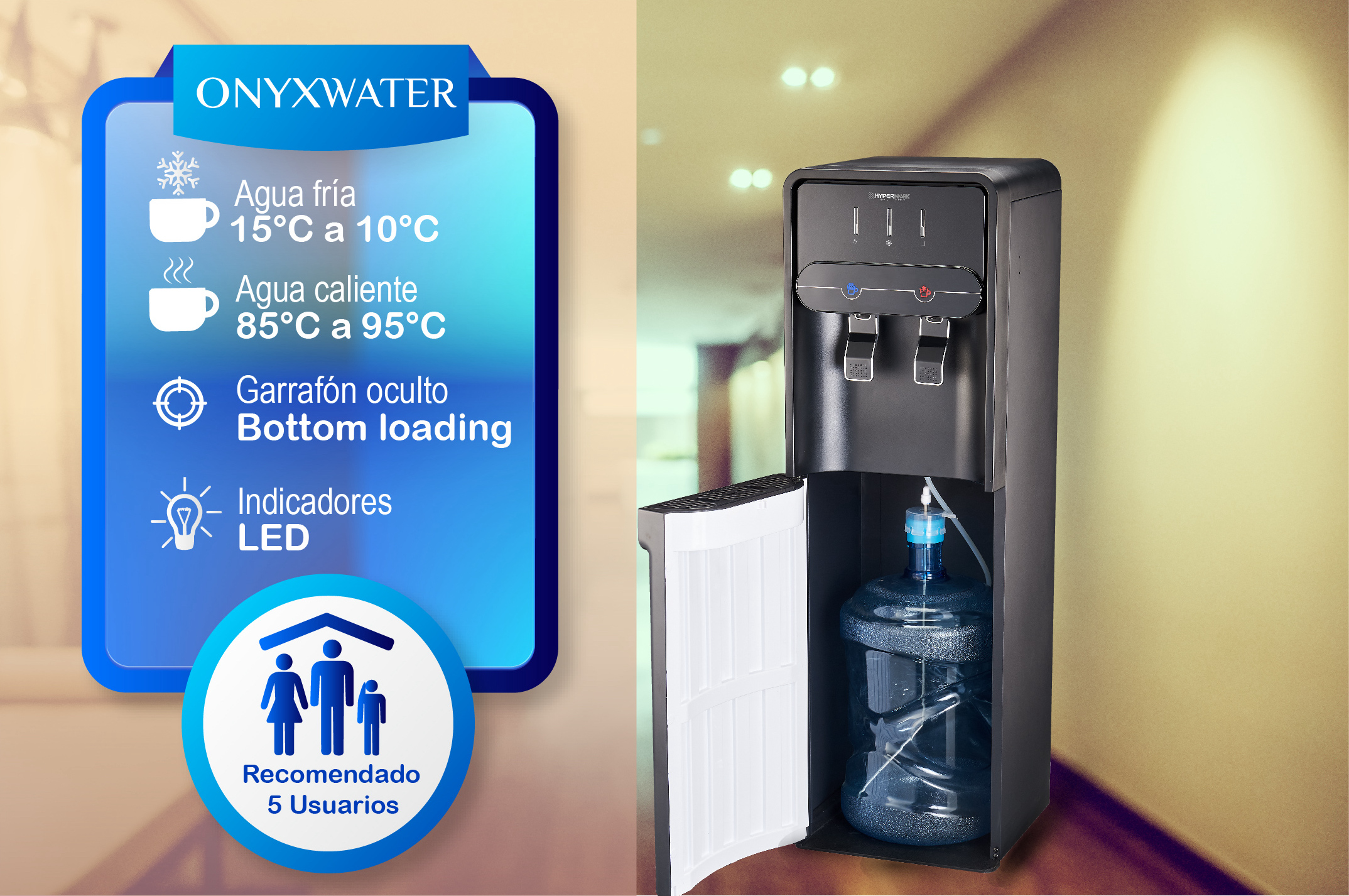 Dispensador con sistema de carga oculta  Hypermark  Onyxwater